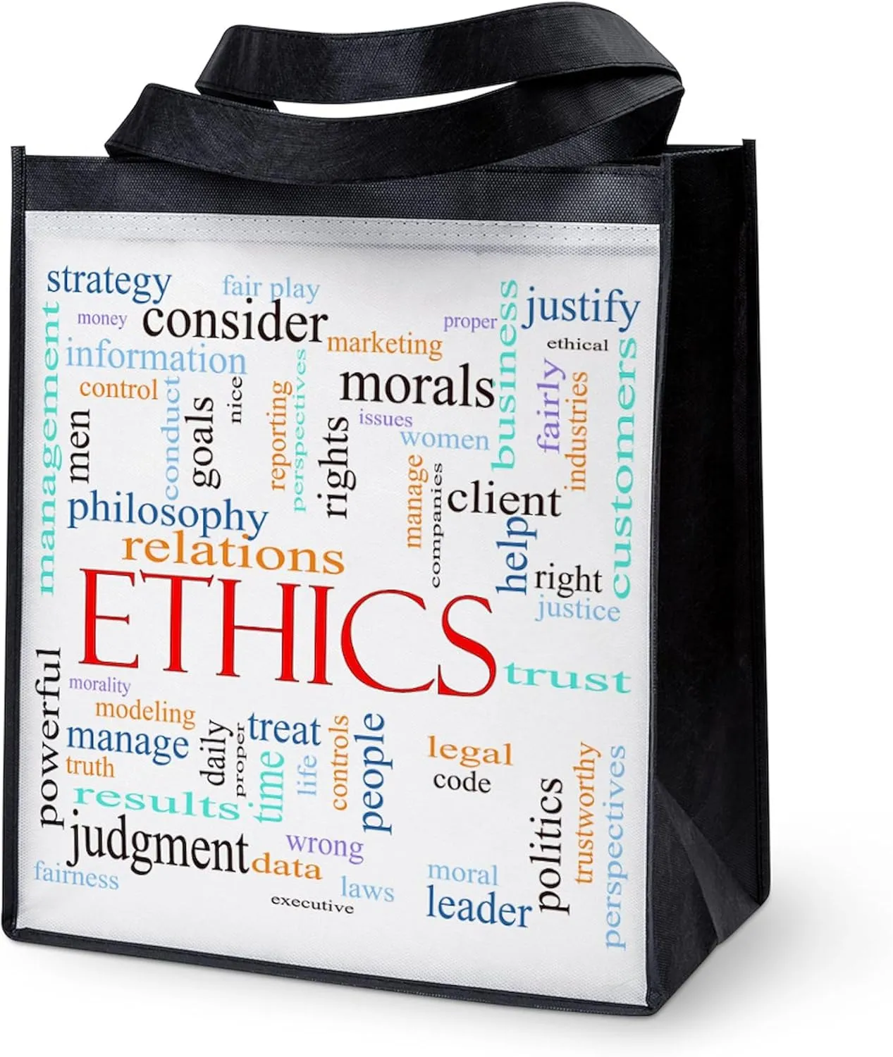 CafePress Ethics Word Concept Illu Reusable Grocery Tote Bag Reusable Collapsible Grocery Bag