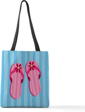 CafePress Flip Flops_B Polyester Tote Bag 16"x16"