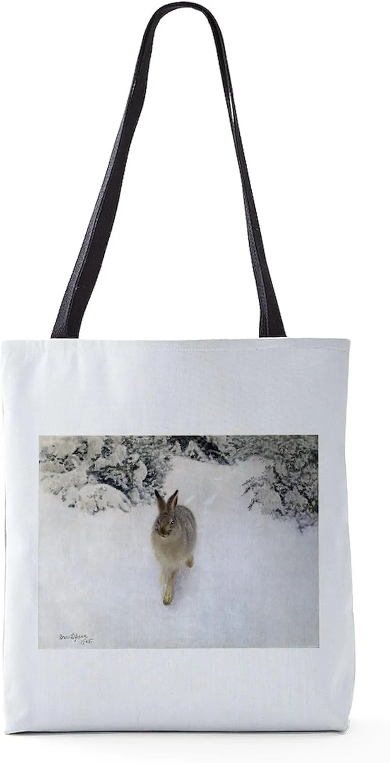 CafePress Hare In Winter, 1905 18"x18" Reusable Grocery Shopping Sling Tote Bag