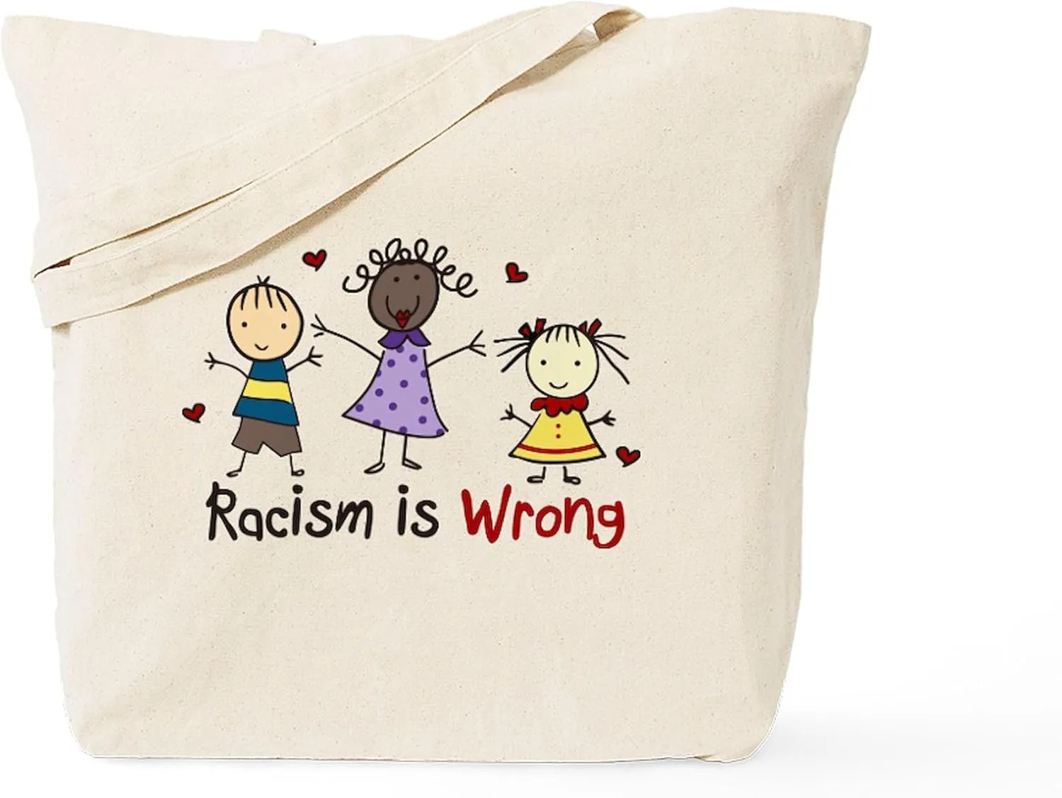 CafePress Racism Is Wrong Tote Bag Reusable Natural Beige Canvas Shopping Bag