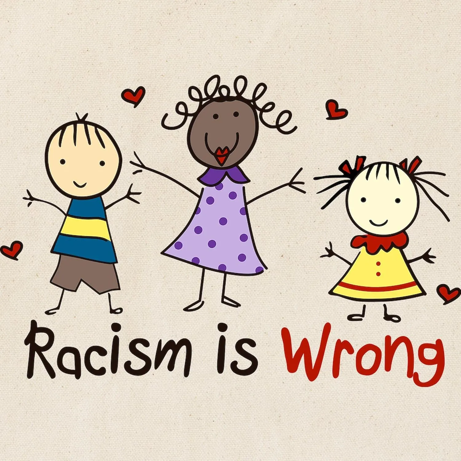 CafePress Racism Is Wrong Tote Bag Reusable Natural Beige Canvas Shopping Bag