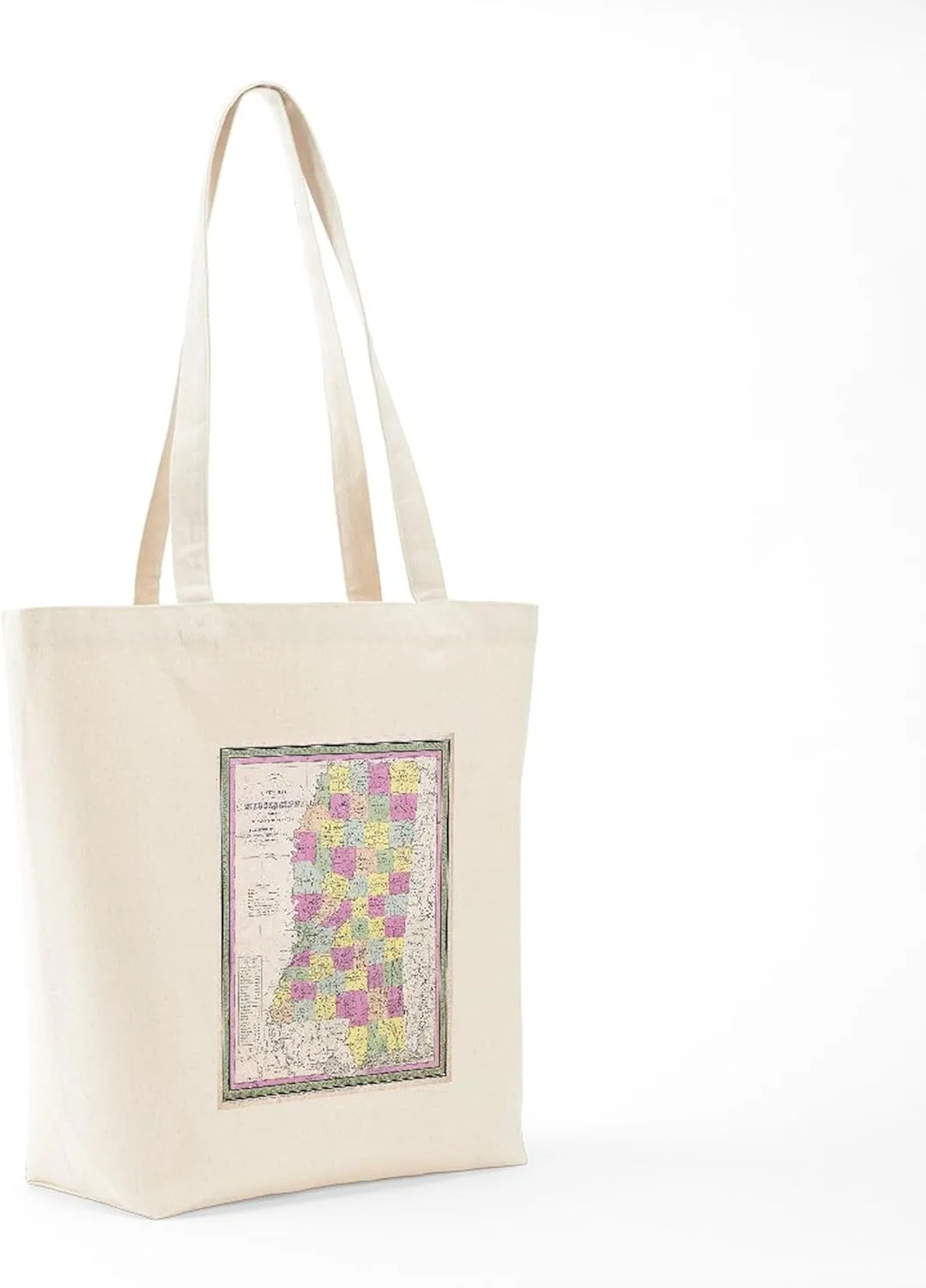 CafePress Vintage Map Of Mississippi (1853) Tote Bag Natural Canvas Tote Bag, Reusable Shopping Bag