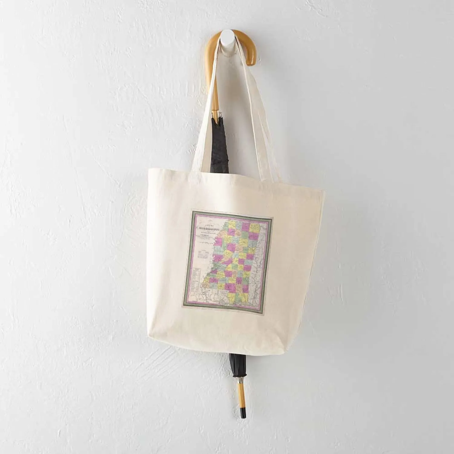 CafePress Vintage Map Of Mississippi (1853) Tote Bag Natural Canvas Tote Bag, Reusable Shopping Bag