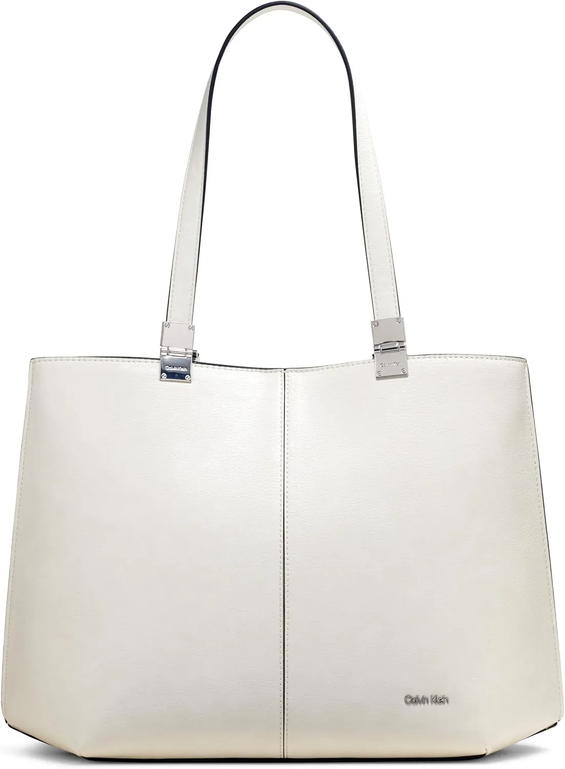 Calvin Klein Granite Geometric Tote Bag – Vegan Leather, Monogram, 3 Pockets