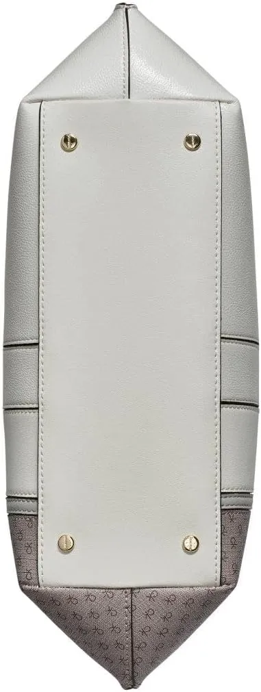 Calvin Klein Granite Geometric Tote Bag – Vegan Leather, Monogram, 3 Pockets