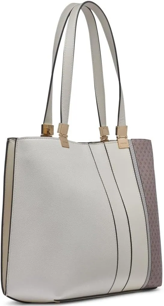 Calvin Klein Granite Geometric Tote Bag – Vegan Leather, Monogram, 3 Pockets