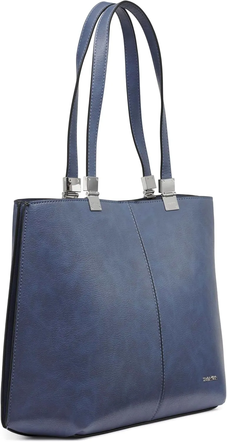 Calvin Klein Granite Geometric Tote Bag – Vegan Leather, Monogram, 3 Pockets
