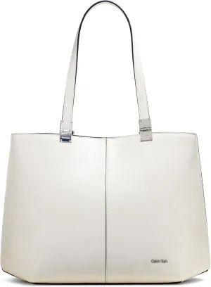 Calvin Klein Granite Geometric Tote Bag – Vegan Leather, Monogram, 3 Pockets