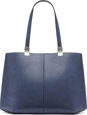 Calvin Klein Granite Geometric Tote Bag – Vegan Leather, Monogram, 3 Pockets
