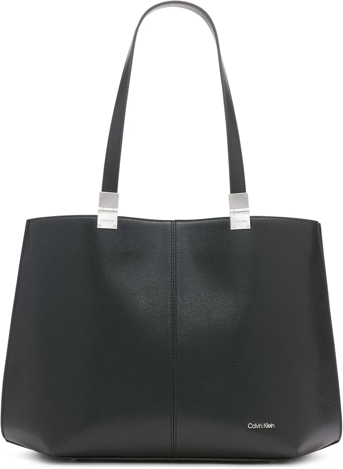 Calvin Klein Granite Geometric Tote Bag – Vegan Leather, Monogram, 3 Pockets