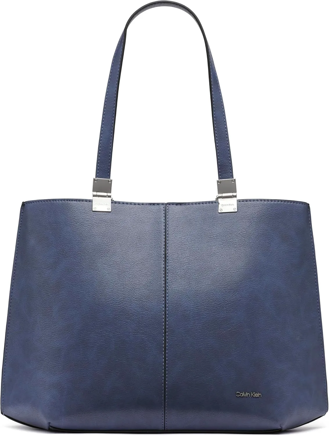 Calvin Klein Granite Geometric Tote Bag – Vegan Leather, Monogram, 3 Pockets