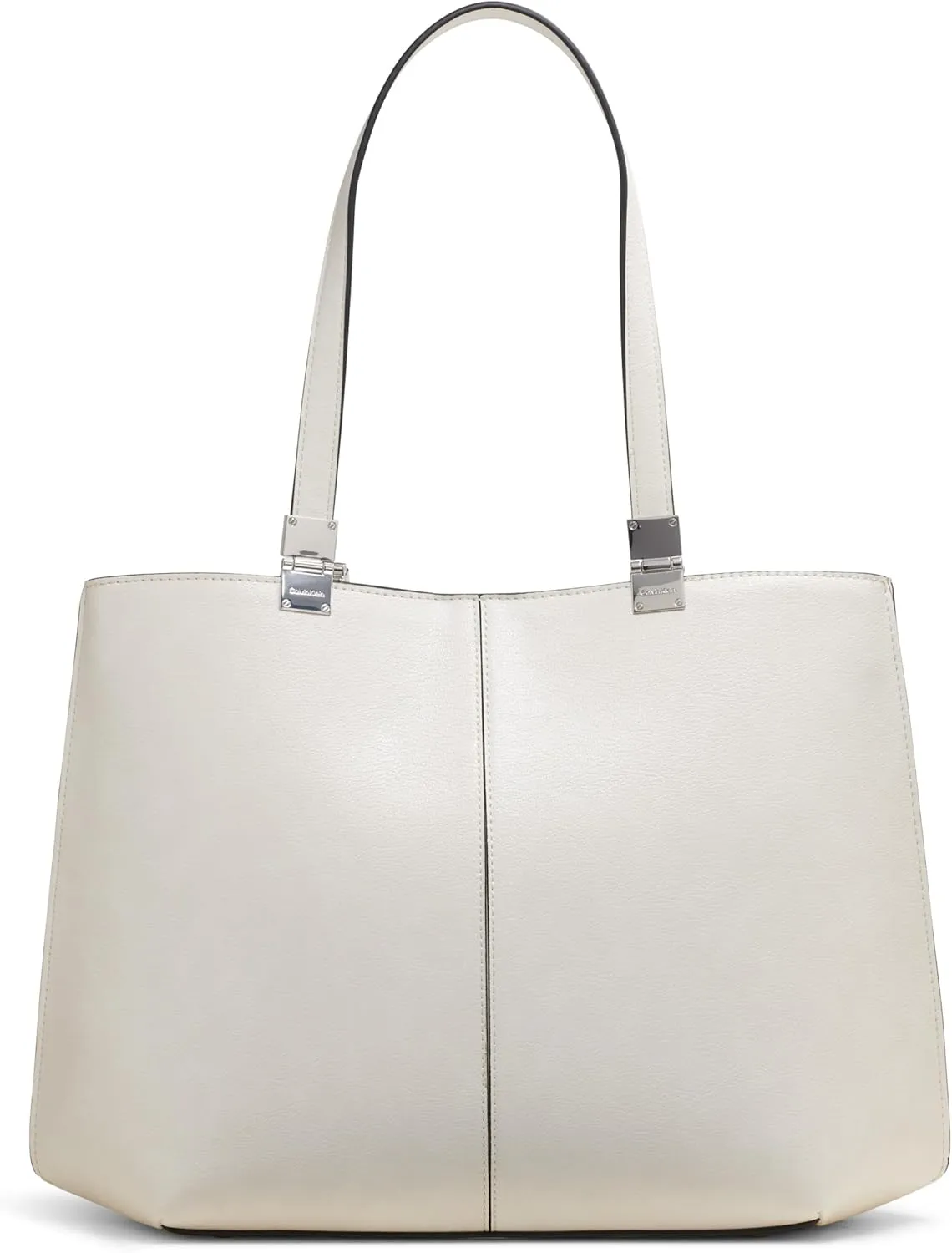 Calvin Klein Granite Geometric Tote Bag – Vegan Leather, Monogram, 3 Pockets