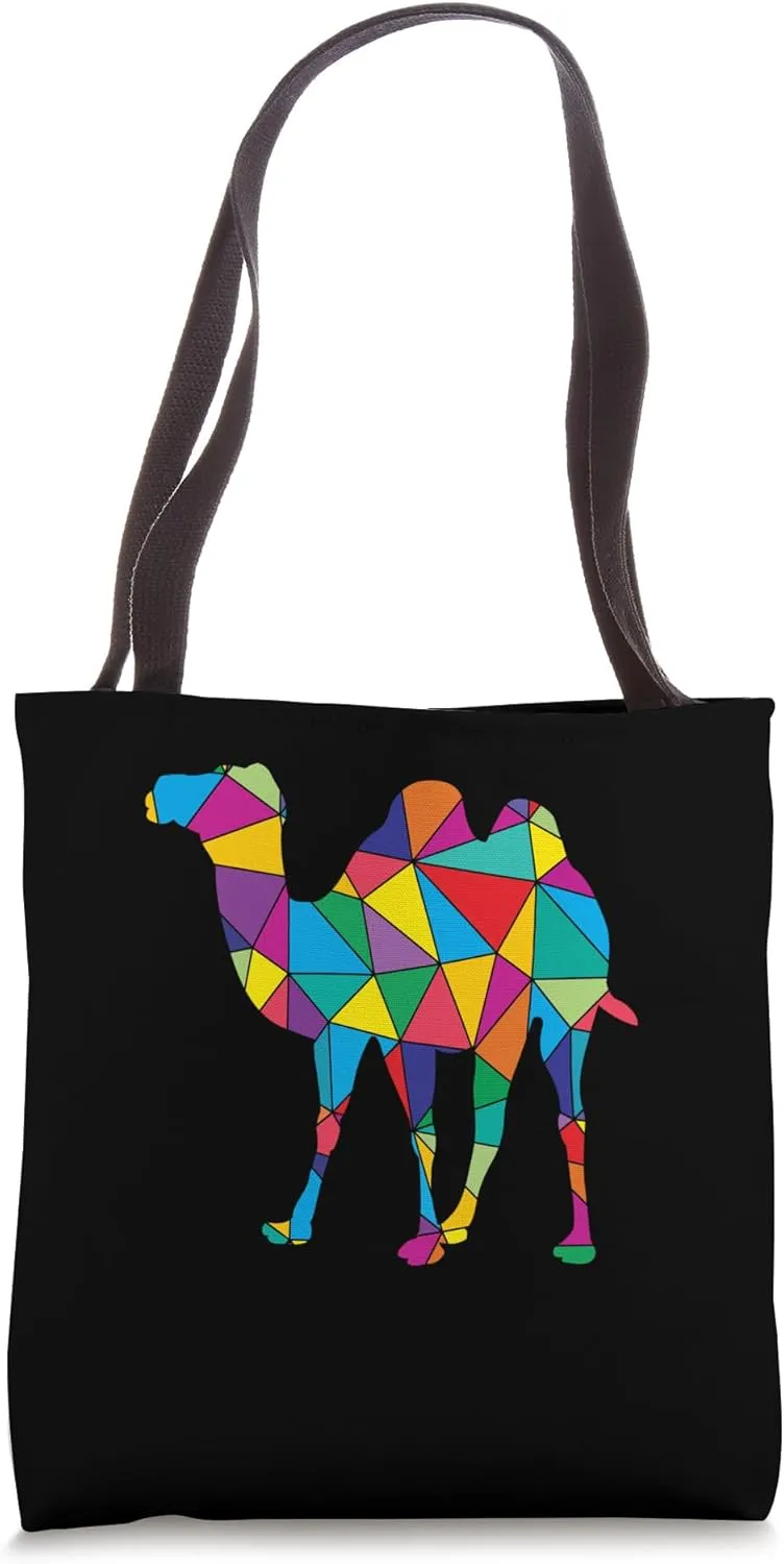 Camel Polygon Colorful Geometric Low Poly Desert Art Tote Bag