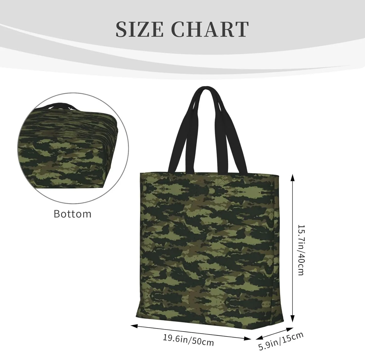 Camo Green Print Tote Bags Reusable Grocery Bag Shoulde Bag Handbag For Office Shopping Travel Women Casual Work