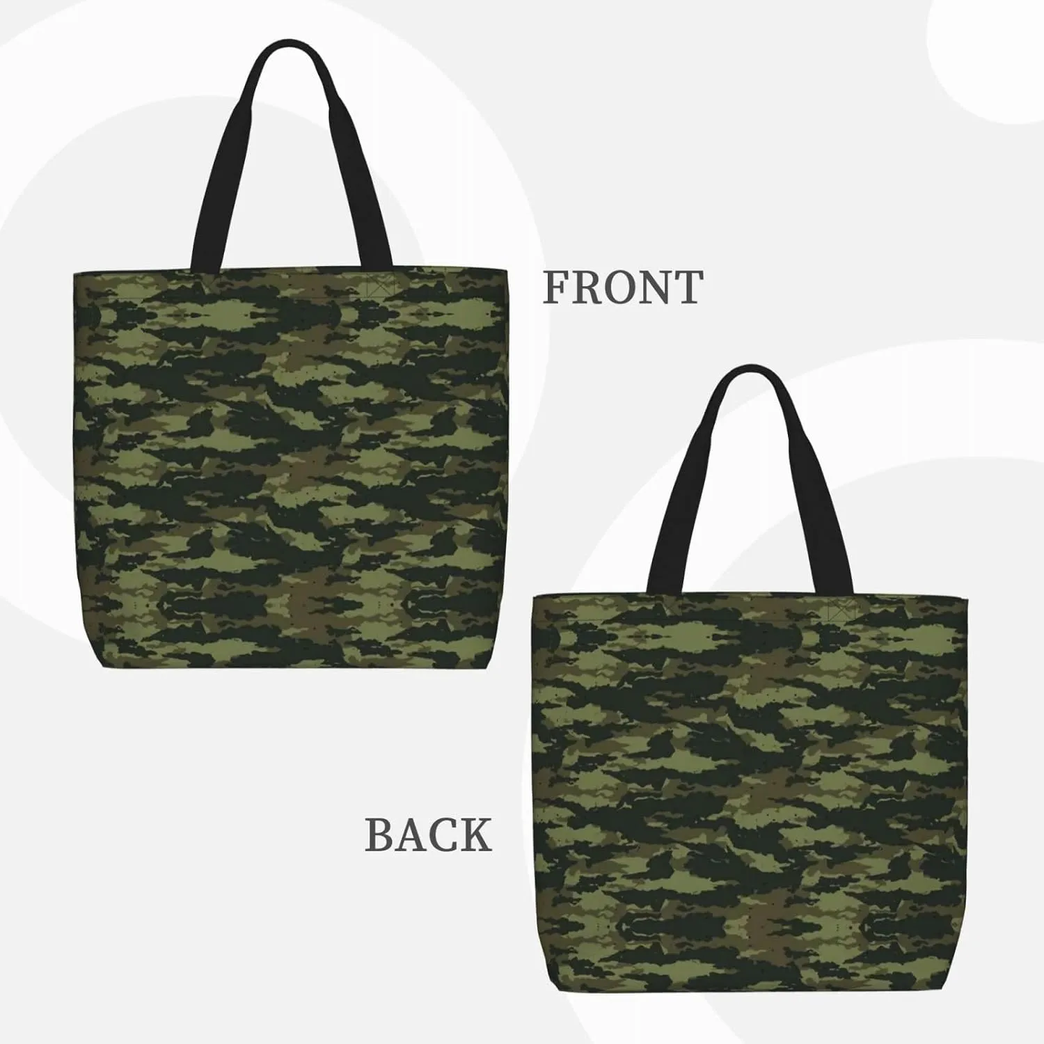 Camo Green Print Tote Bags Reusable Grocery Bag Shoulde Bag Handbag For Office Shopping Travel Women Casual Work