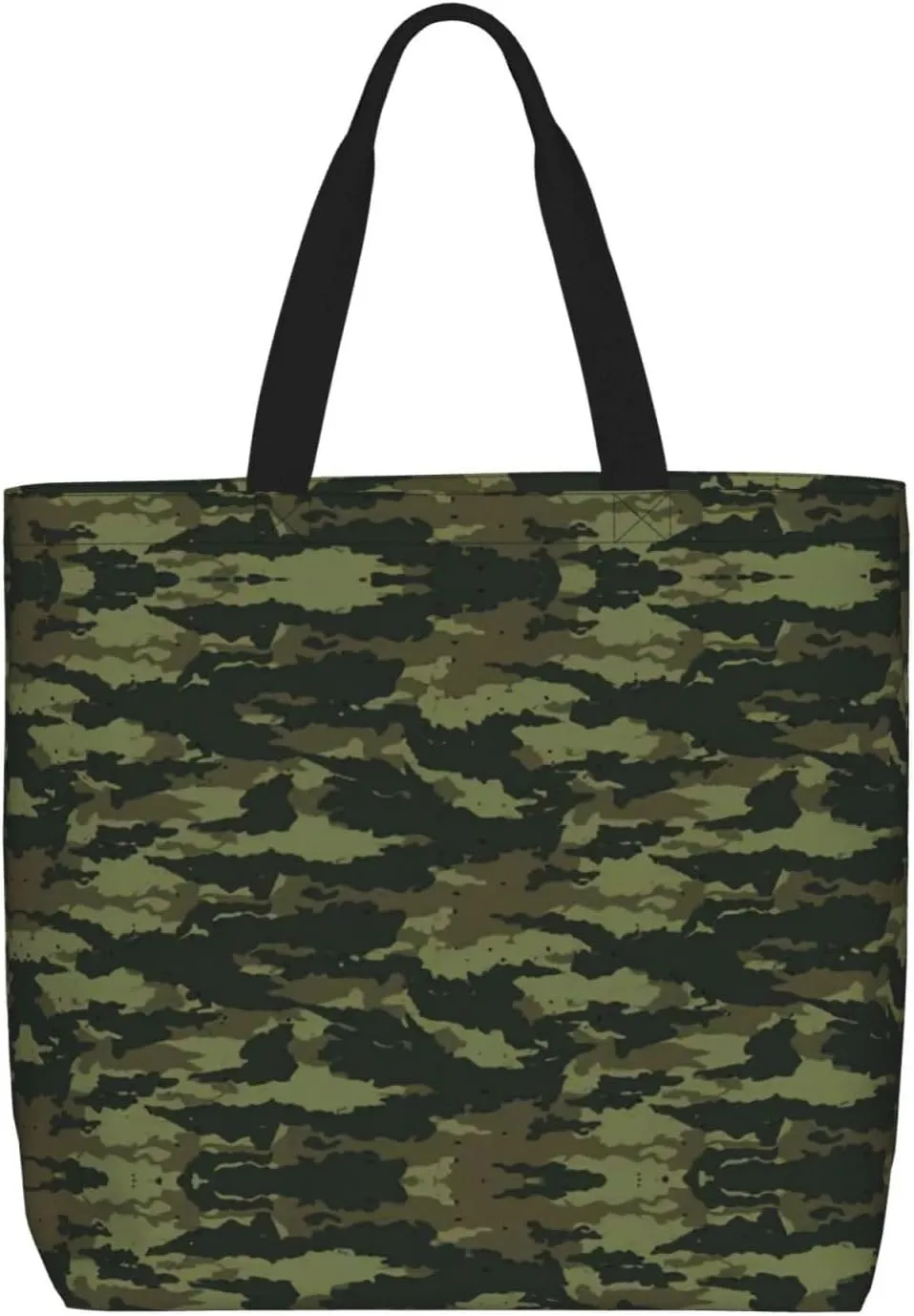 Camo Green Print Tote Bags Reusable Grocery Bag Shoulde Bag Handbag For Office Shopping Travel Women Casual Work