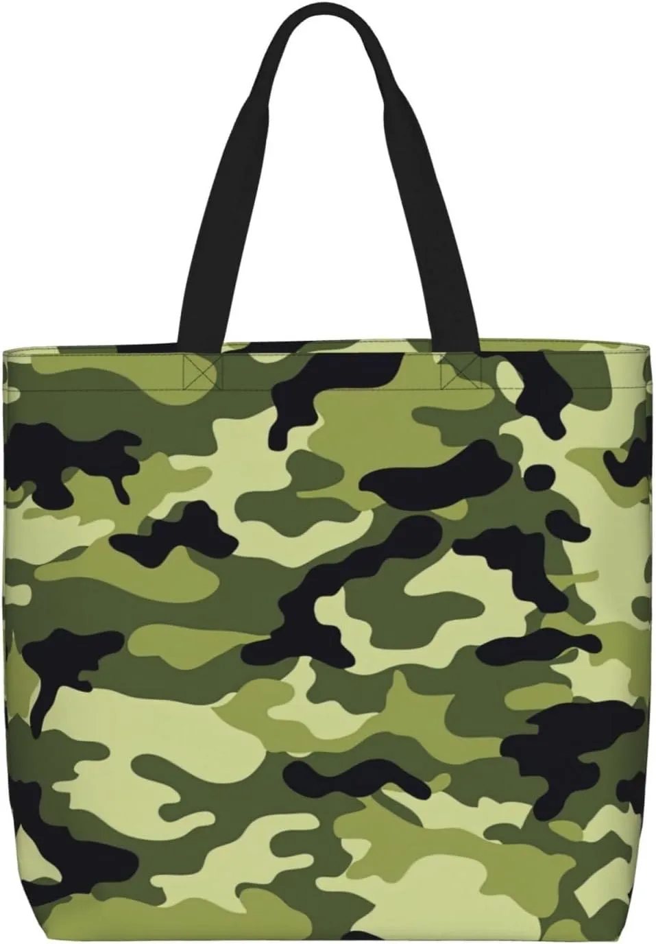 Camo Green Print Tote Bags Reusable Grocery Bag Shoulde Bag Handbag For Office Shopping Travel Women Casual Work