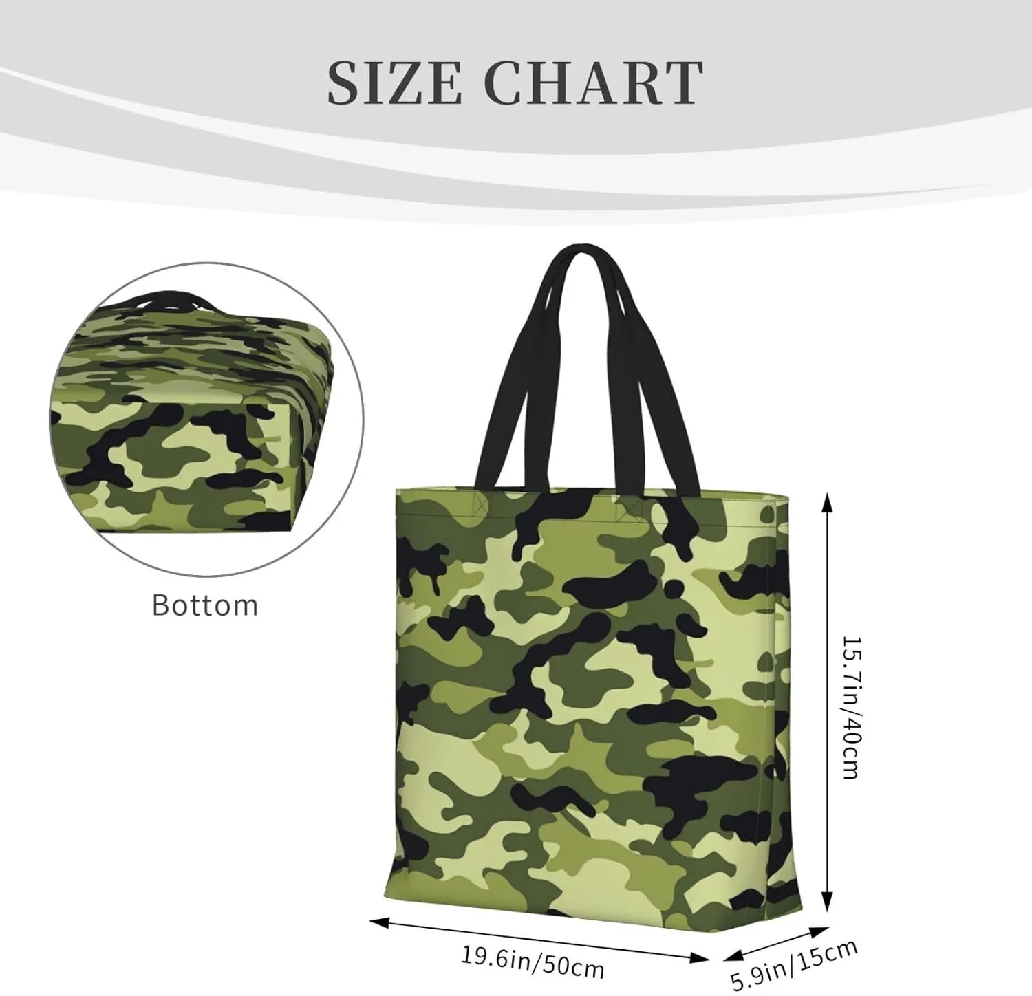 Camo Green Print Tote Bags Reusable Grocery Bag Shoulde Bag Handbag For Office Shopping Travel Women Casual Work