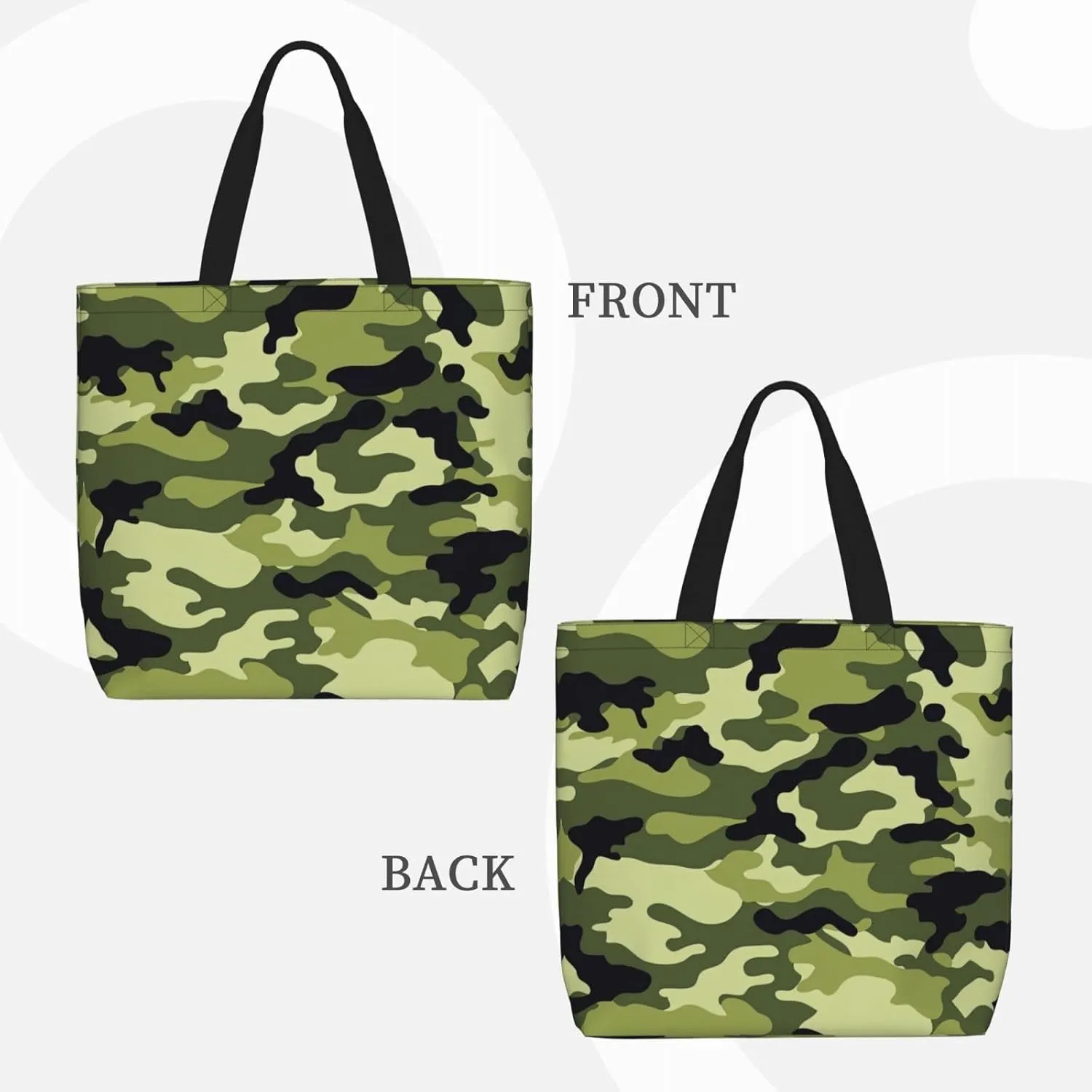 Camo Green Print Tote Bags Reusable Grocery Bag Shoulde Bag Handbag For Office Shopping Travel Women Casual Work