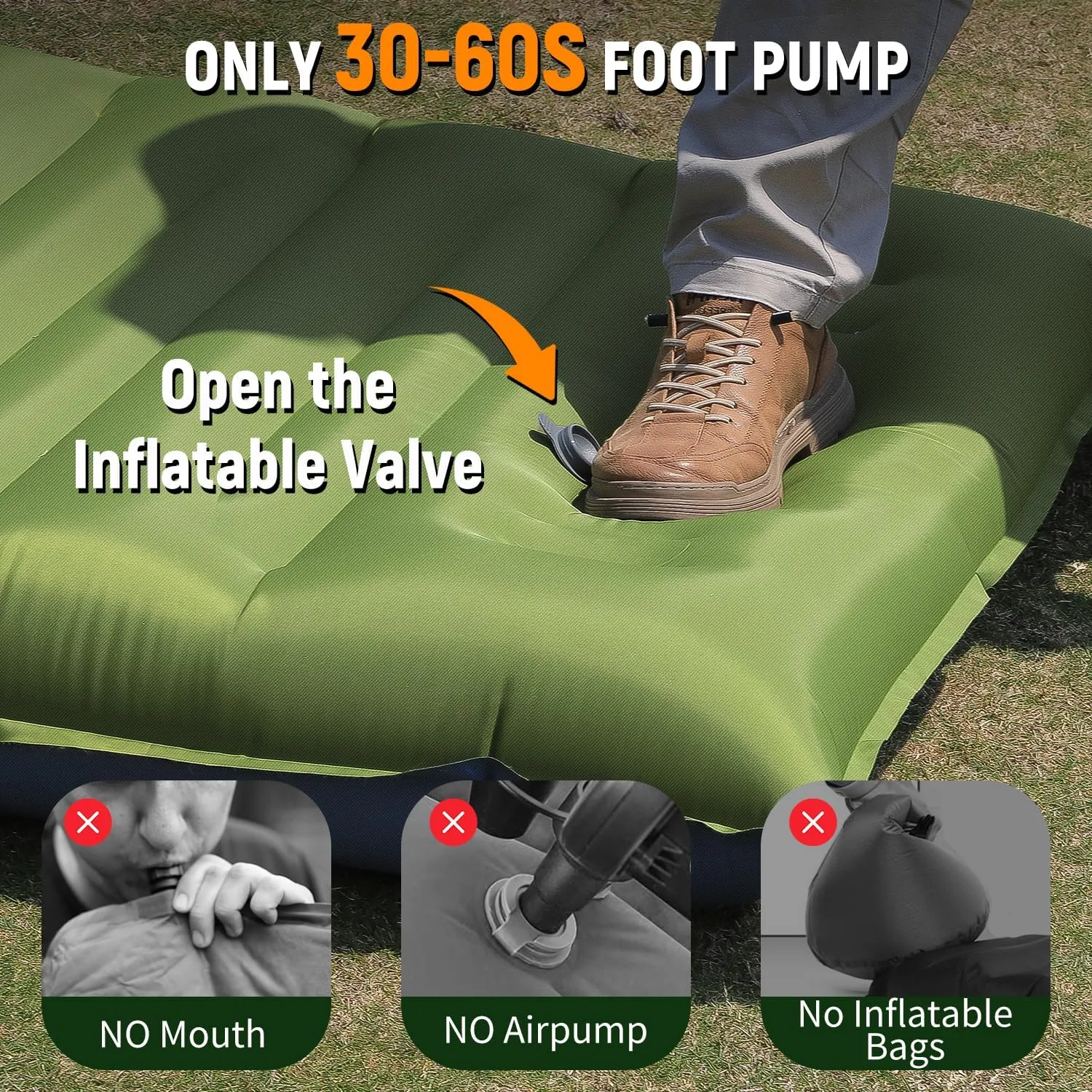 Camping Sleeping Pad, Thick 5 Inch Camping Mat with Pillow Built-in Foot Pump Ultralight Inflatable Sleeping Pads for Camping, Backpacking, Hiking, Tent