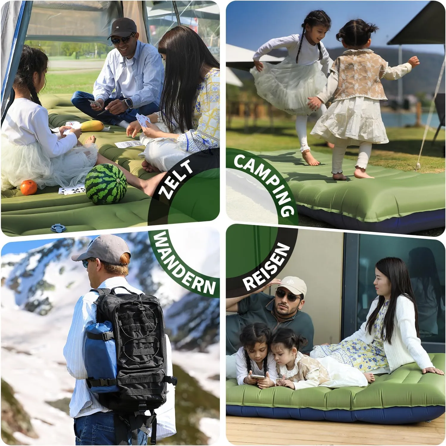 Camping Sleeping Pad, Thick 5 Inch Camping Mat with Pillow Built-in Foot Pump Ultralight Inflatable Sleeping Pads for Camping, Backpacking, Hiking, Tent