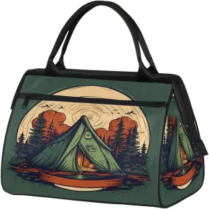 Camping Tent Forest Travel Duffle Bag, Waterproof Duffel Bag Weekender Overnight Carry On Bag Lightweight Sport Gym Bag for Men Women
