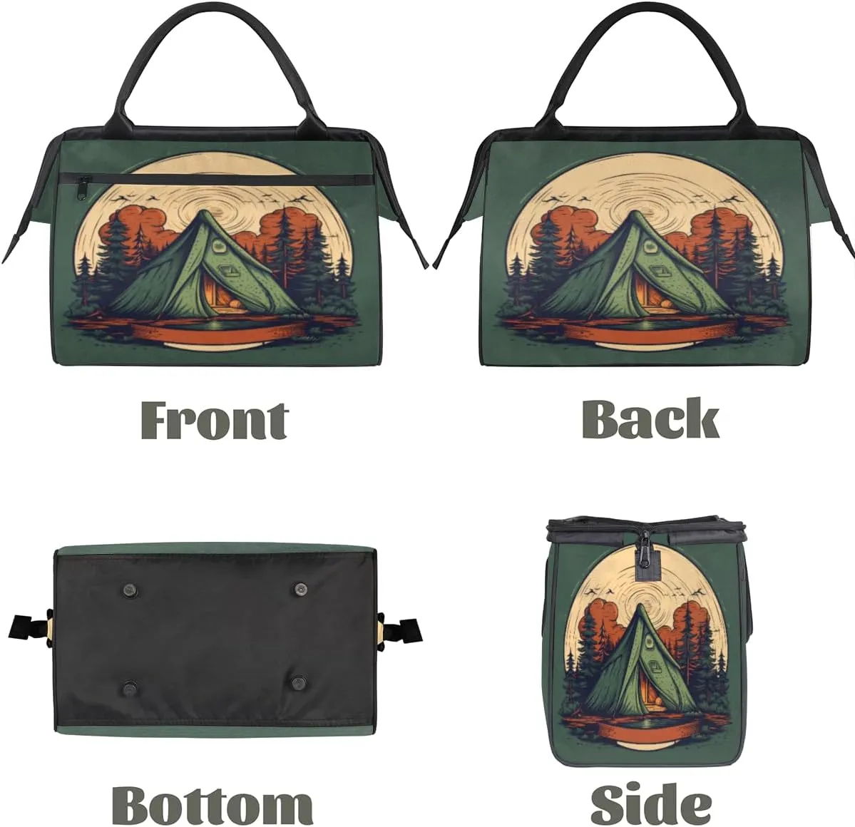 Camping Tent Forest Travel Duffle Bag, Waterproof Duffel Bag Weekender Overnight Carry On Bag Lightweight Sport Gym Bag for Men Women