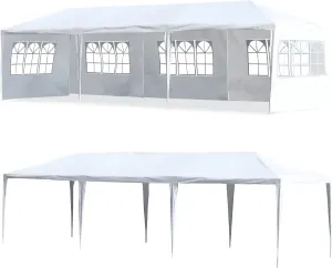 Canopy 10'x30' Party Tent Heavy Duty Outdoor Gazebo Wedding Party Tent with 5 Removable Sidewalls Waterproof UV Resistant for Wedding Camping Shelter BBQ,White