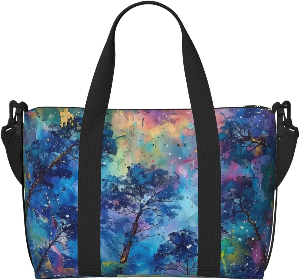 canopy trees colorful art print Travel Duffel Bag, Sports Tote Gym Bag, Swim Pool Bag Large Shoulder Tote Bag for Beach Weekender