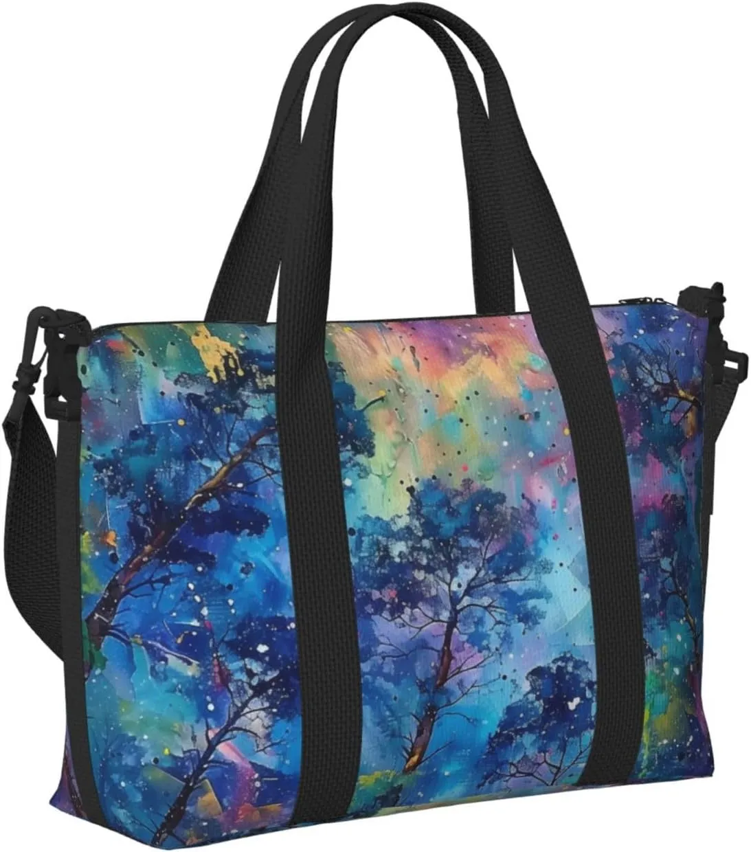 canopy trees colorful art print Travel Duffel Bag, Sports Tote Gym Bag, Swim Pool Bag Large Shoulder Tote Bag for Beach Weekender