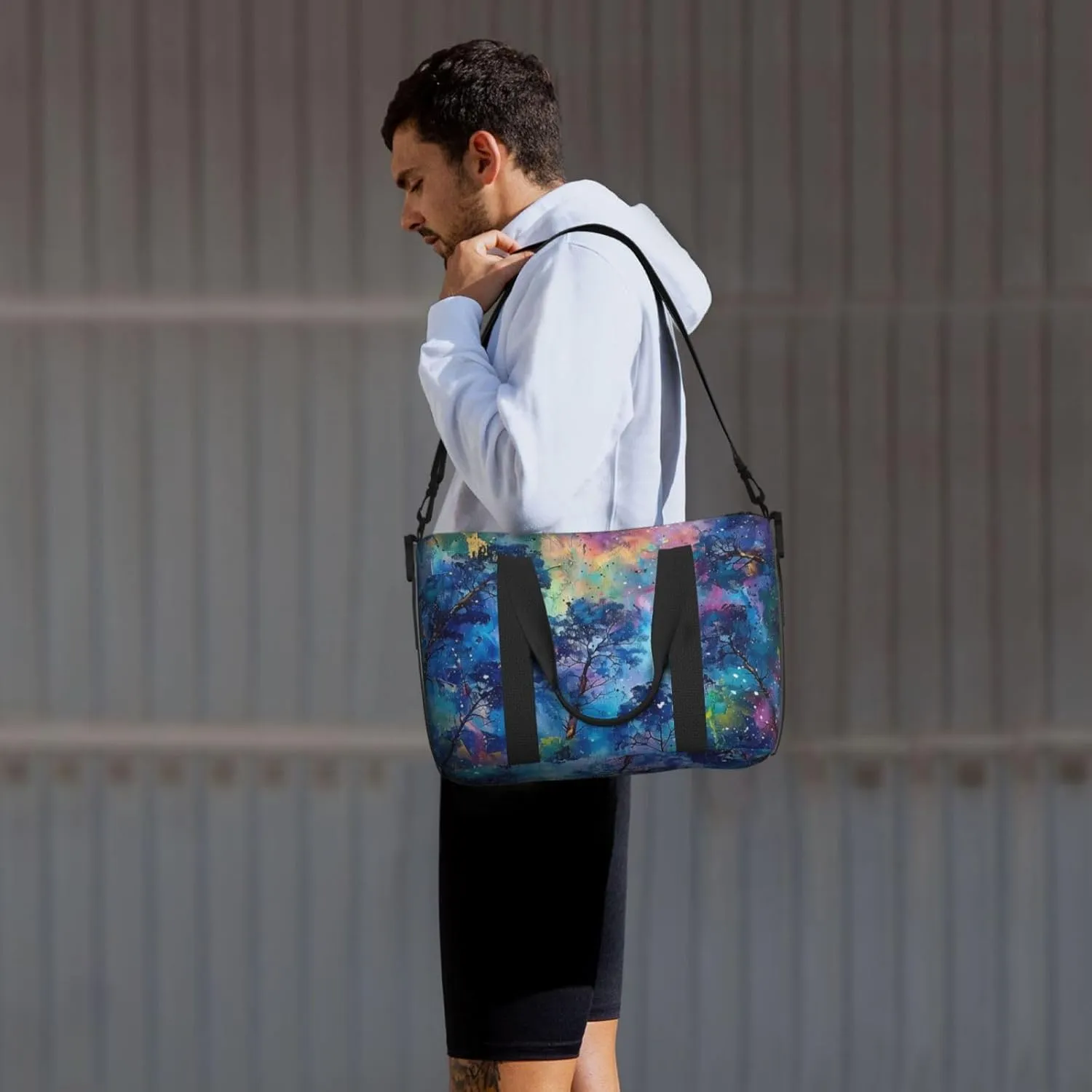 canopy trees colorful art print Travel Duffel Bag, Sports Tote Gym Bag, Swim Pool Bag Large Shoulder Tote Bag for Beach Weekender