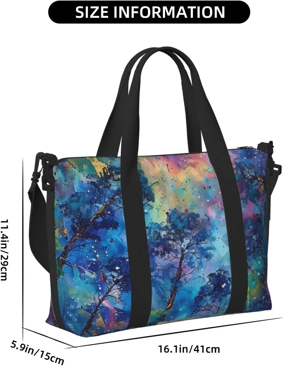 canopy trees colorful art print Travel Duffel Bag, Sports Tote Gym Bag, Swim Pool Bag Large Shoulder Tote Bag for Beach Weekender