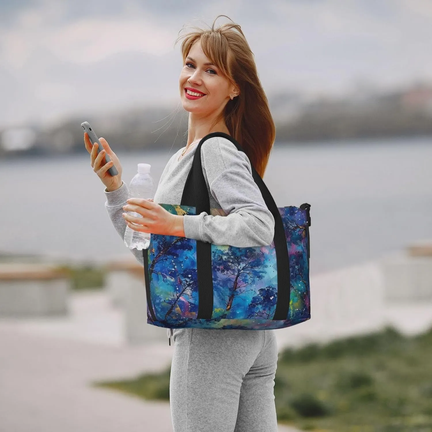 canopy trees colorful art print Travel Duffel Bag, Sports Tote Gym Bag, Swim Pool Bag Large Shoulder Tote Bag for Beach Weekender