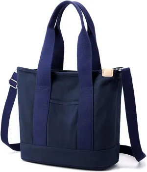 Canvas Crossbody Bag for Women Large Capacity Tote Handbag Multi-Pockets Shoulder Bag Casual Top Handle Bag