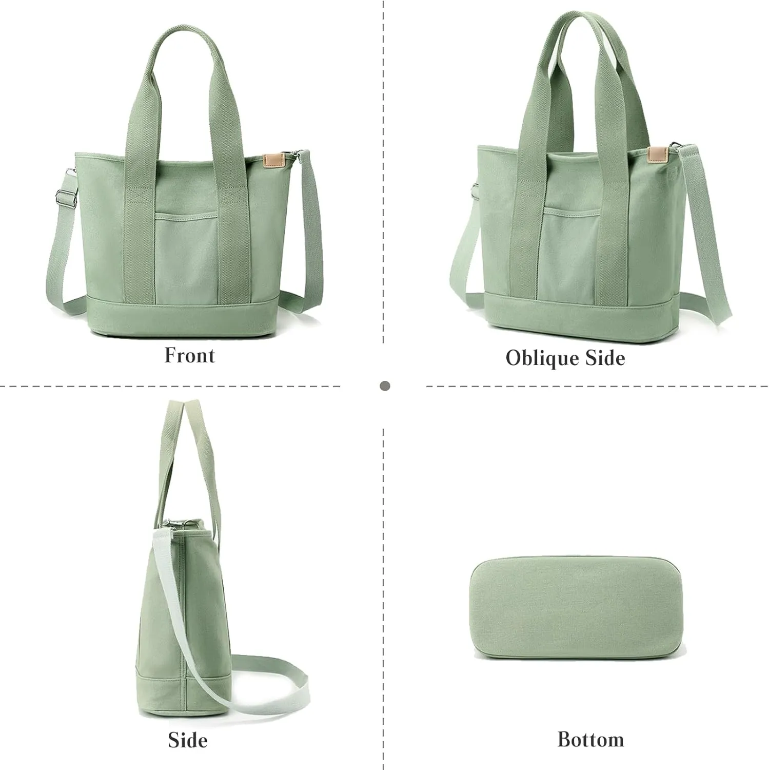 Canvas Crossbody Bag for Women Large Capacity Tote Handbag Multi-Pockets Shoulder Bag Casual Top Handle Bag