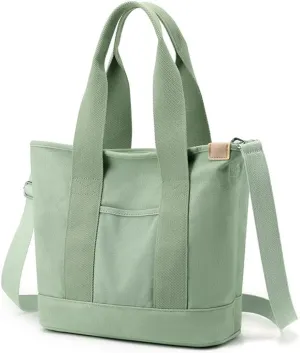 Canvas Crossbody Bag for Women Large Capacity Tote Handbag Multi-Pockets Shoulder Bag Casual Top Handle Bag