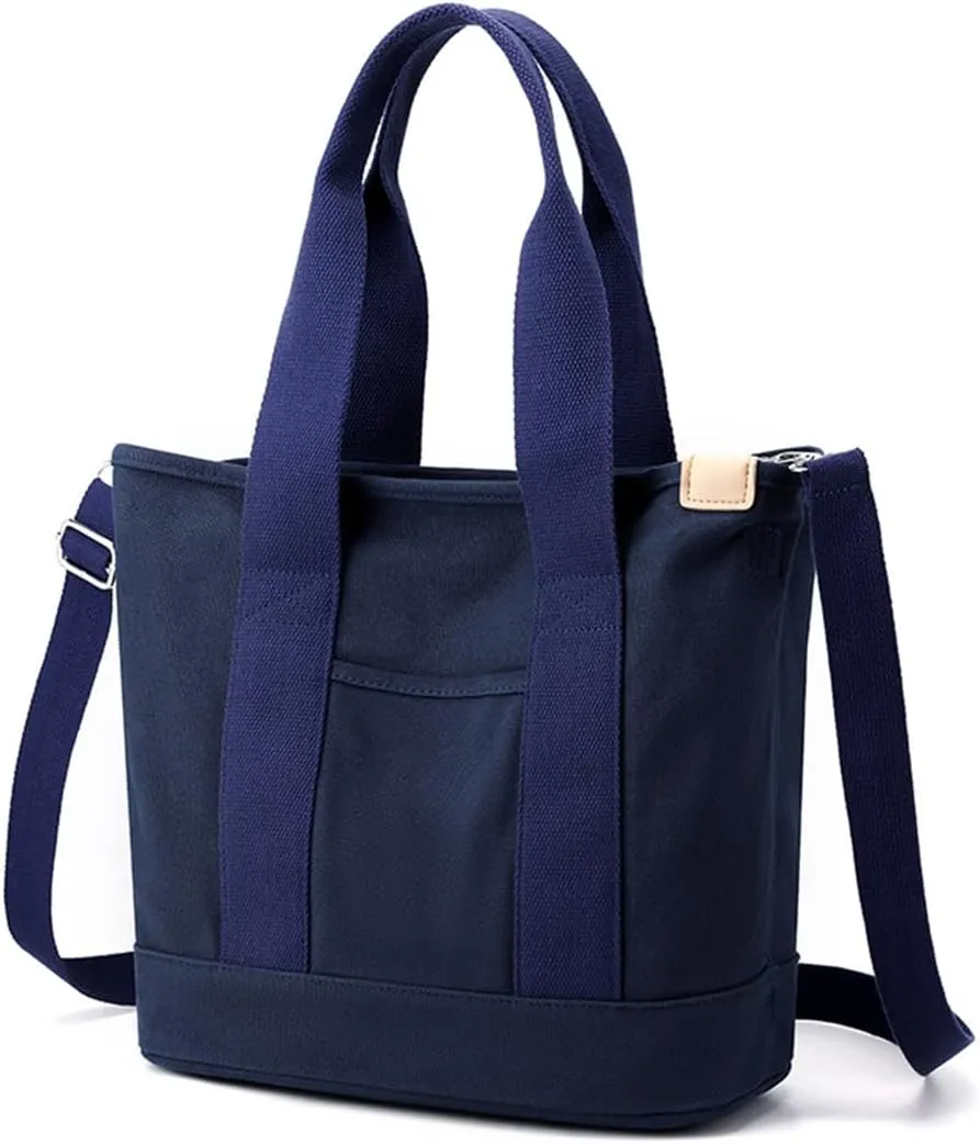 Canvas Crossbody Bag for Women Large Capacity Tote Handbag Multi-Pockets Shoulder Bag Casual Top Handle Bag