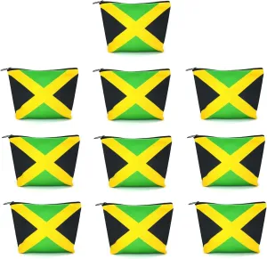 Canvas Makeup Bag Travel Toiletry Bag Makeup Bag for Women Girls Jamaica Flag Reggae(Jamaican-10PCS)