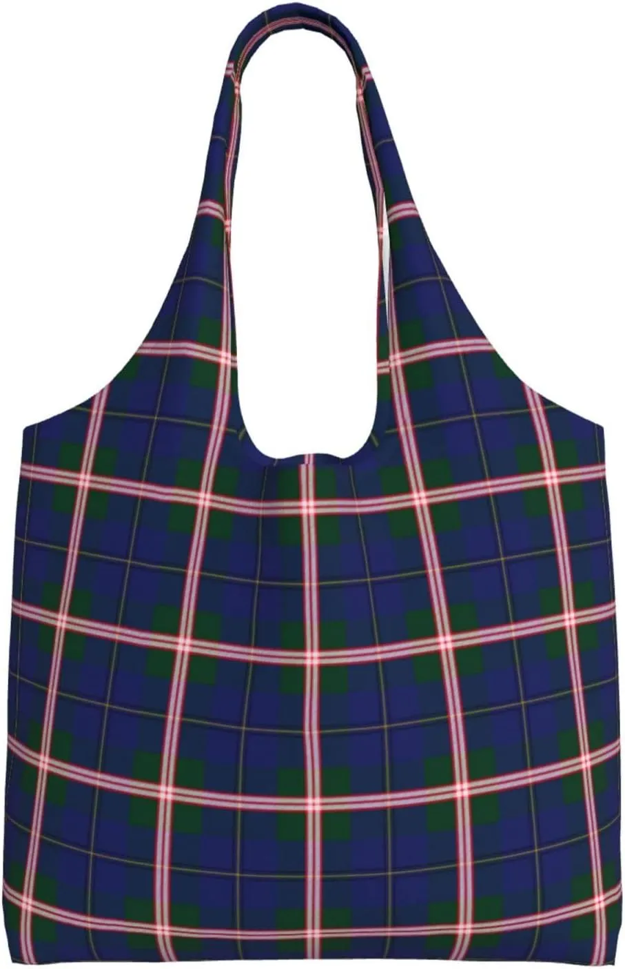 Canvas Shoulder Tote Bags For Women And Men, Reusable Grocery Bags, Large Capacity Carmichael Modern Tartan Printed