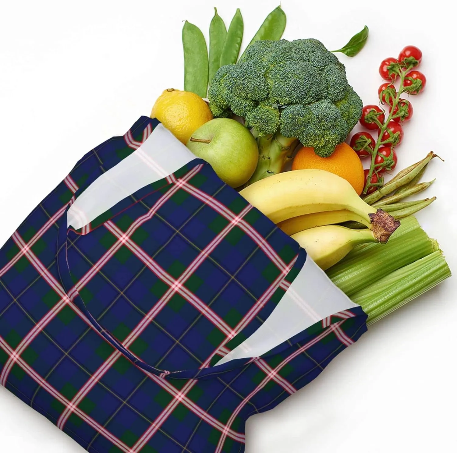 Canvas Shoulder Tote Bags For Women And Men, Reusable Grocery Bags, Large Capacity Carmichael Modern Tartan Printed
