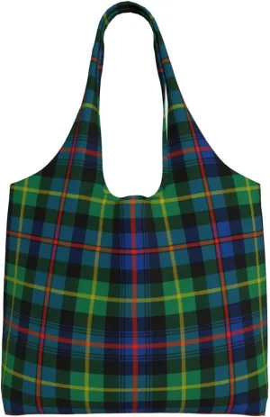 Canvas Shoulder Tote Bags For Women And Men, Reusable Grocery Bags, Large Capacity Fletcher Modern Tartan Printed