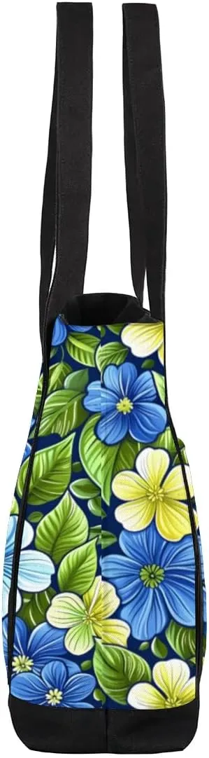 Canvas Tote Bag for Women Flower Reusable Grocery Shopping Bag with Zipper Women Gift