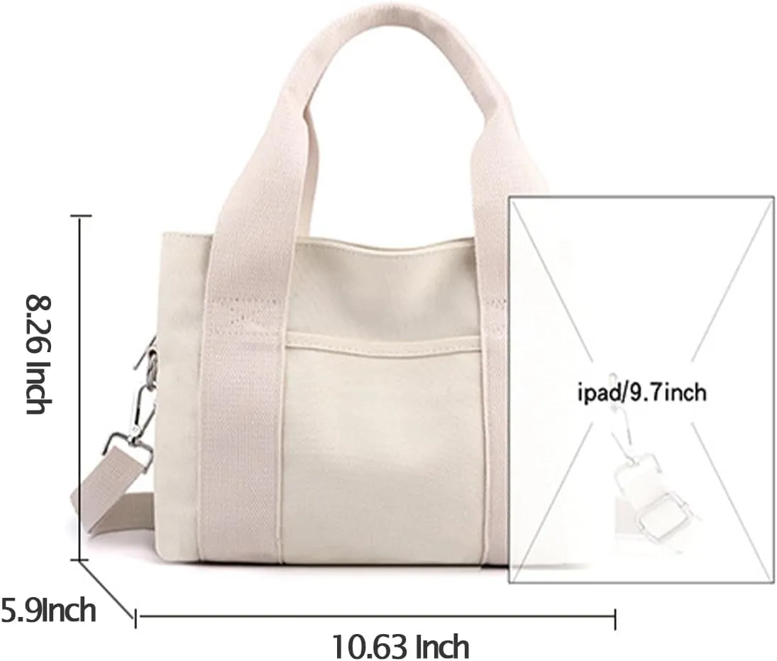 Canvas Tote Bags for Women Shoulder Hobo Bags Handbags Purse Big Satchel Purses Multi-pockets Casual Work Bags 2023