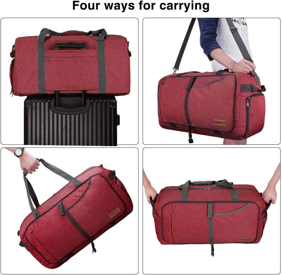 Canway 115L Travel Duffel Bag, Foldable Weekender Bag with Shoes Compartment for Men Women Water-proof & Tear Resistant