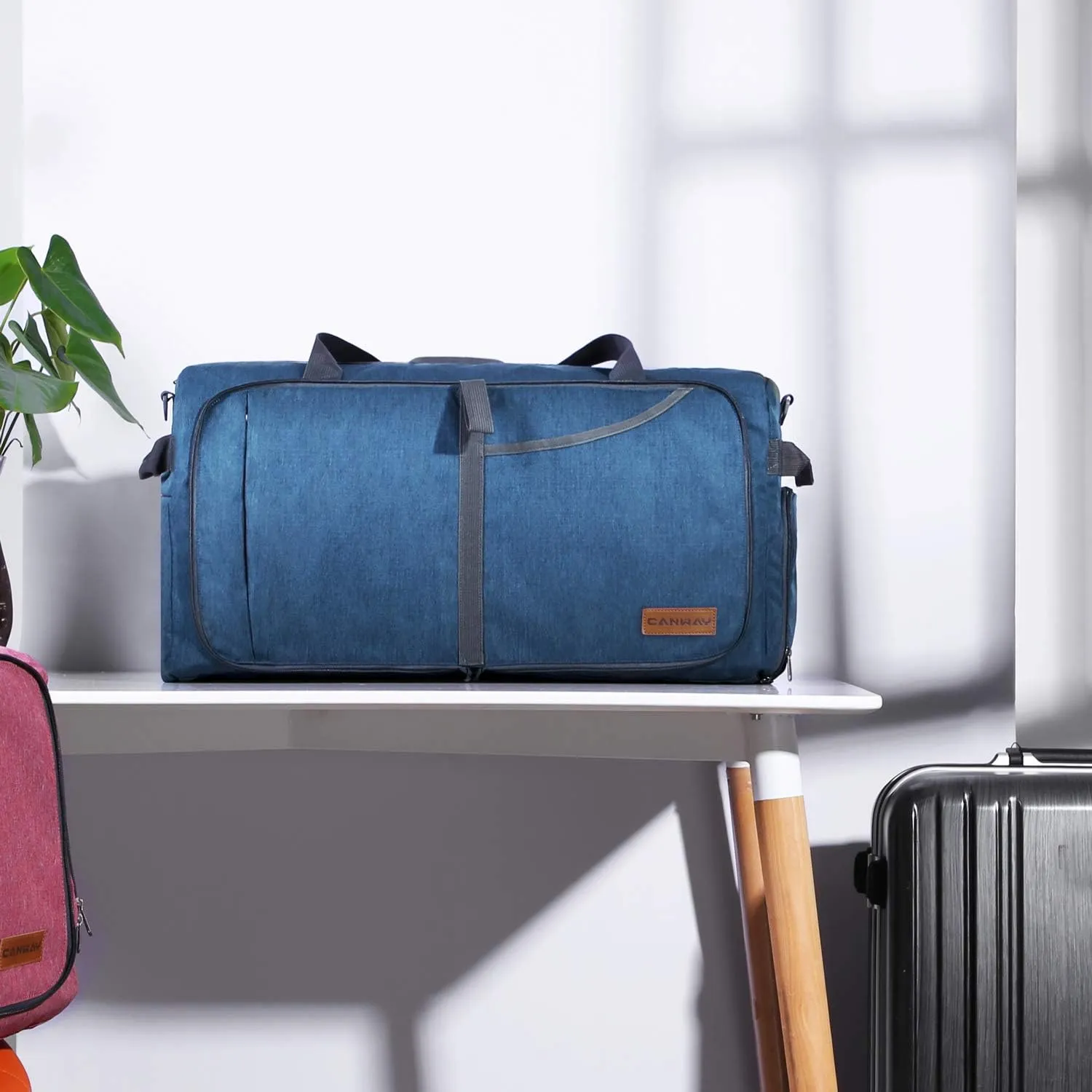 Canway 65L Travel Duffel Bag, Foldable Weekender Bag with Shoes Compartment for Men Women Water-proof & Tear Resistant