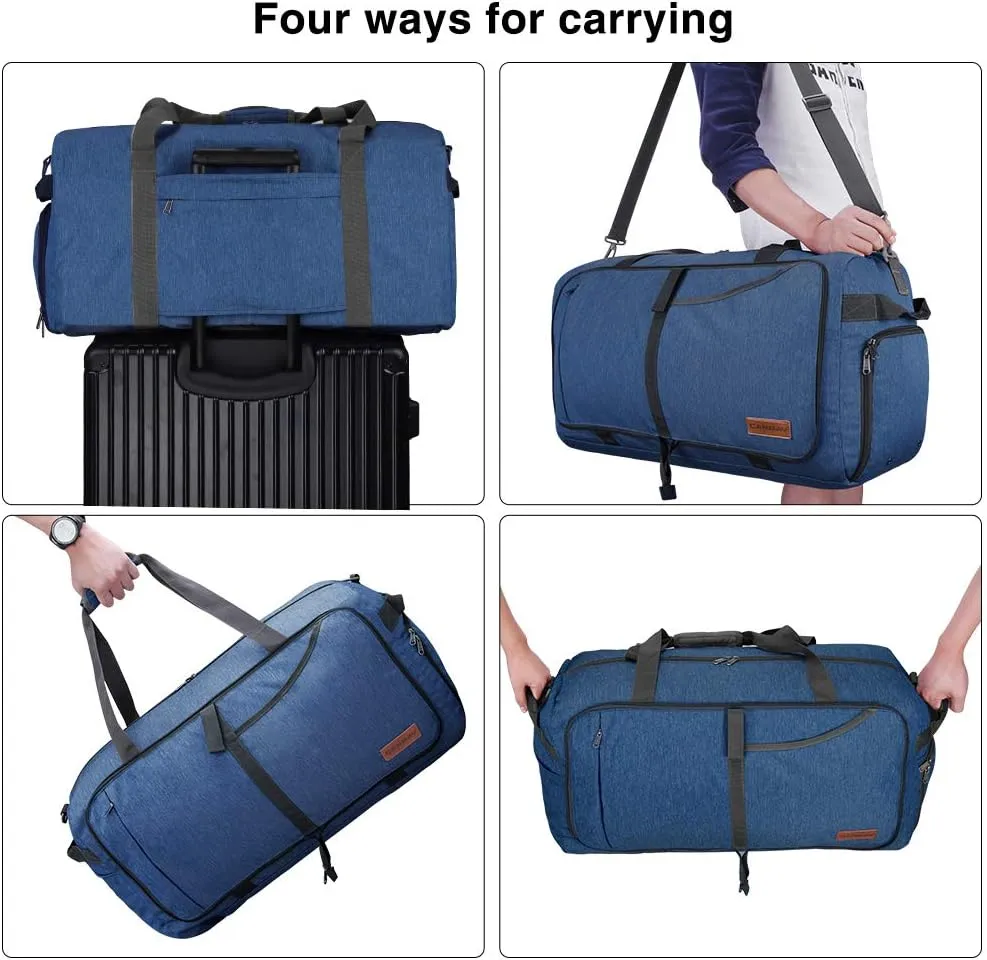Canway 85L Travel Duffel Bag, Foldable Weekender Bag with Shoes Compartment for Men Women Water-proof & Tear Resistant