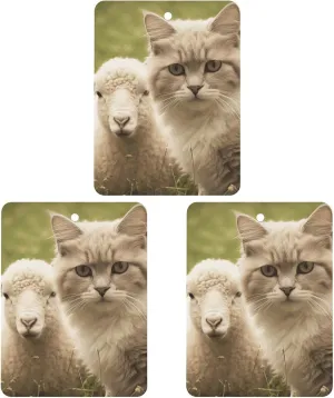 Car Air Fresheners Set of 3 Hanging Air Freshener Cat And Sheep Car Aromatherapy Tablets Hanging Fragrance Scented Cards for Rearview Mirror Wardrobe Shoe Cabinet Square Black