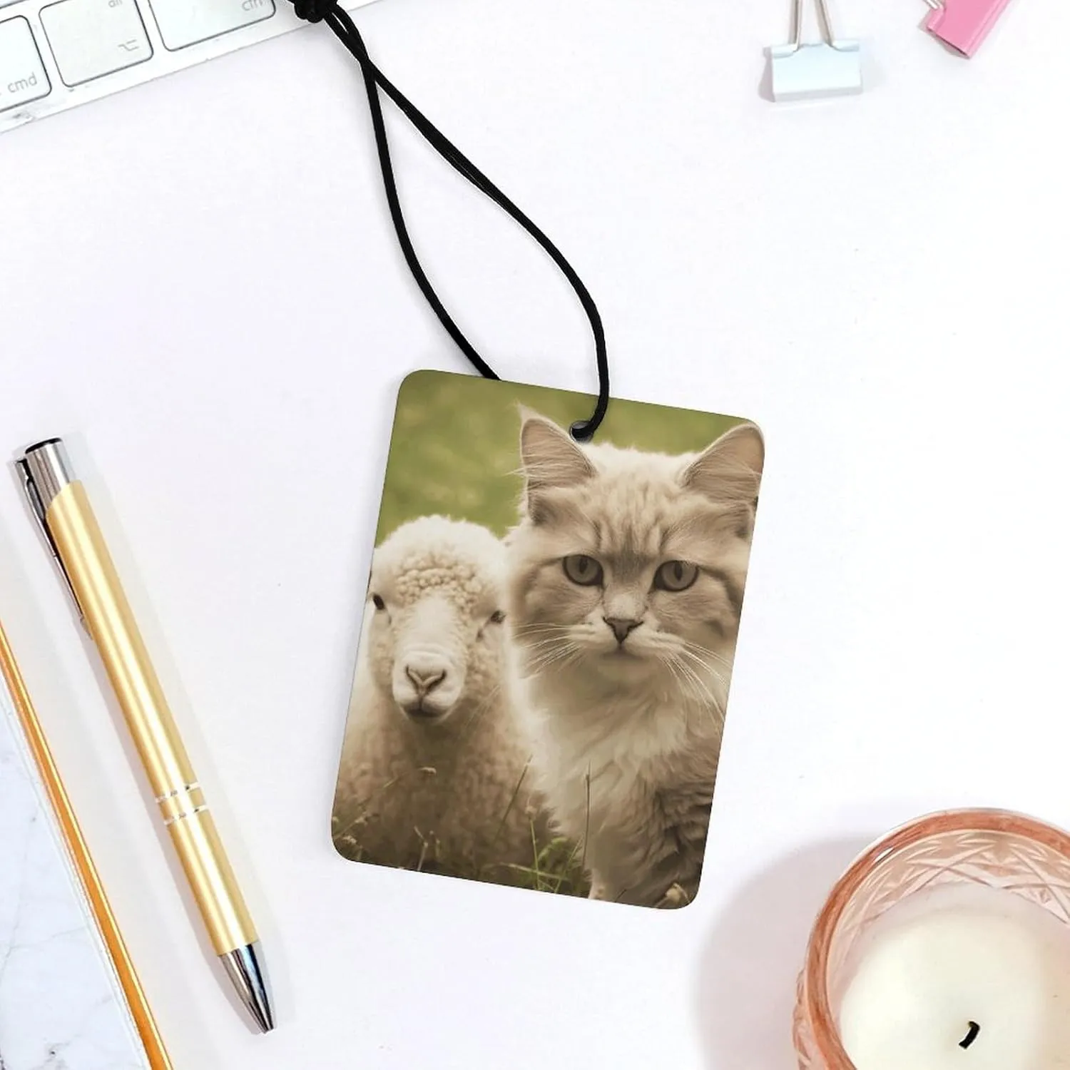 Car Air Fresheners Set of 3 Hanging Air Freshener Cat And Sheep Car Aromatherapy Tablets Hanging Fragrance Scented Cards for Rearview Mirror Wardrobe Shoe Cabinet Square Black