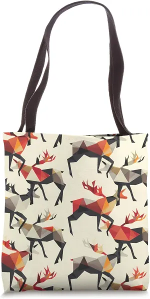 Caribou Geometric Animal Wildlife Pattern Tote Bag