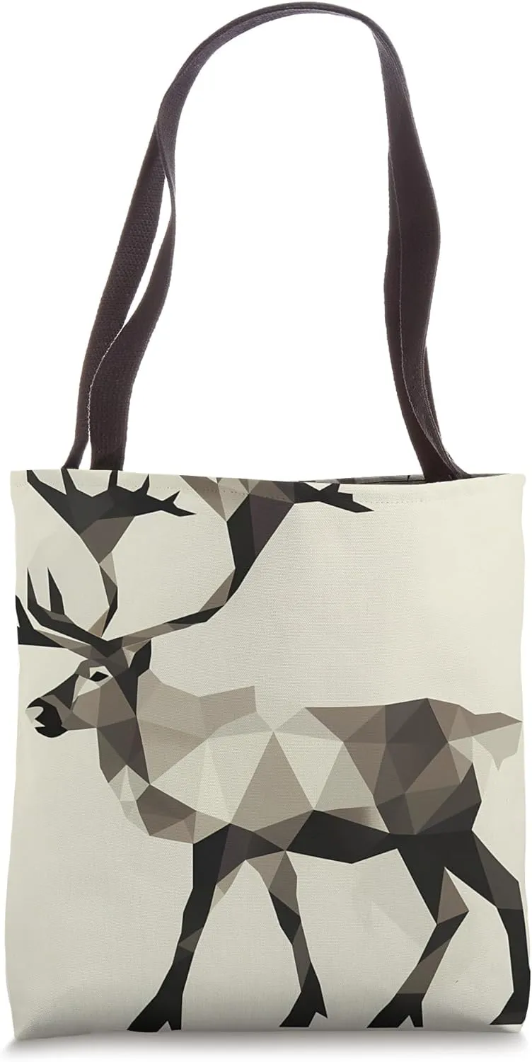 Caribou Geometric Animal Wildlife Pattern Tote Bag